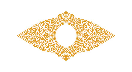 Vintage gold ornamental frame vector, elegant luxury filigree border, decorative golden arabesque motif for wedding invitations and certificates © sidra