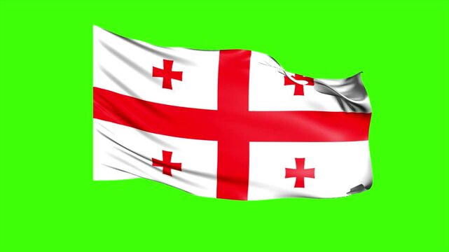 Looping GEORGIA Flag Animation on Green Screen, Waving GEORGIA Flag Isolated PNG Video
