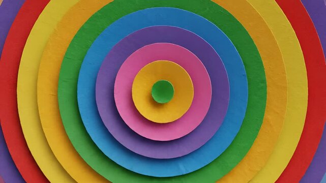 Colorful Concentric Circles Abstract Background Animation.