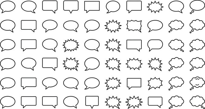 Set of speech bubbles and thought clouds