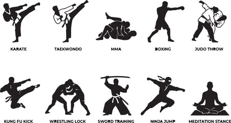 learning karate & fight vector silhouette image design © Abdul