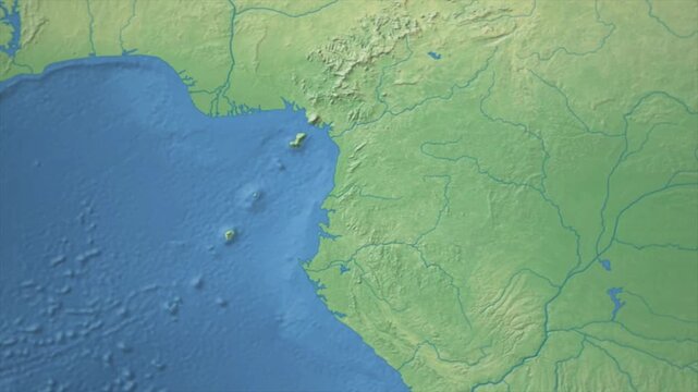  Zooming From World Map To EQUATORIAL GUINEA, High Tech Colorful Map Animation
