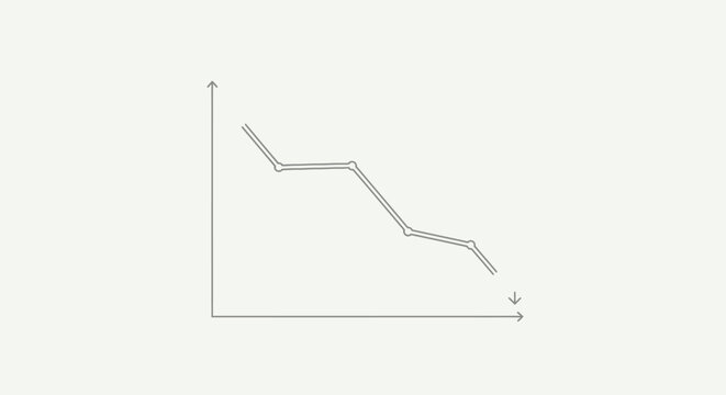 Declining stock market graph with arrow pointing down, economic recession concept