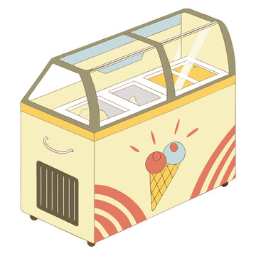 Mobile ice cream deep freezer isolated on white background vector illustration