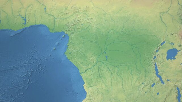 Cinematic Zoom from World Map to CONGO Terrain Map, Earth Navigation Animation