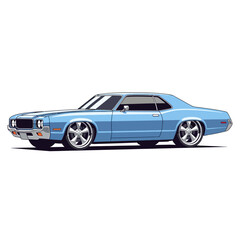 Obraz premium Classic Blue Coupe - Retro Automotive Art Illustration