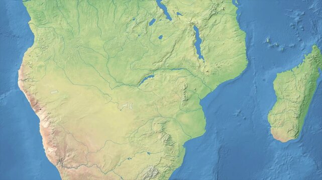 Cinematic Zoom from World Map to ZIMBABWE Terrain Map, Earth Navigation Animation