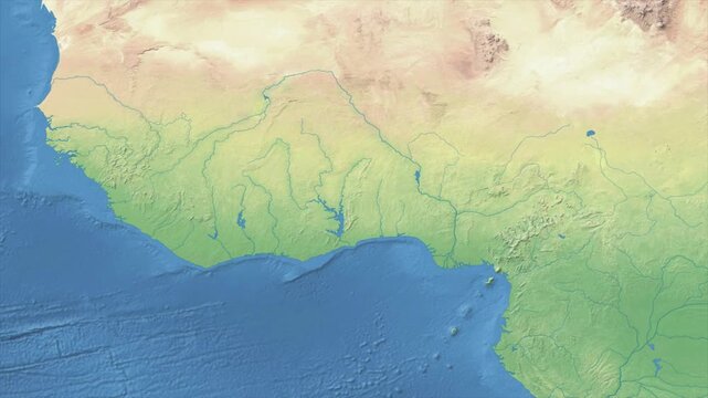 Cinematic Zoom from World Map to TOGO Terrain Map, Earth Navigation Animation