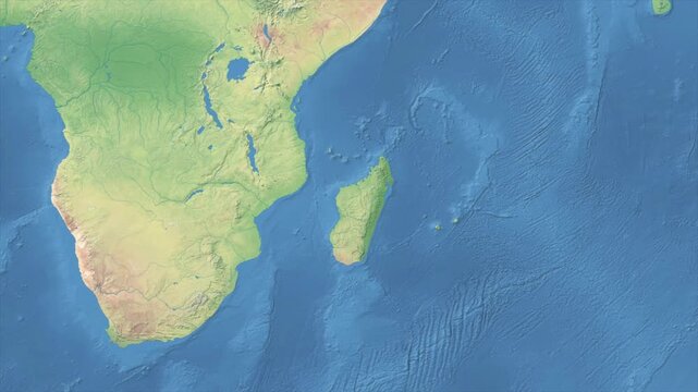 Cinematic Zoom from World Map to MADAGASCAR Terrain Map, Earth Navigation Animation