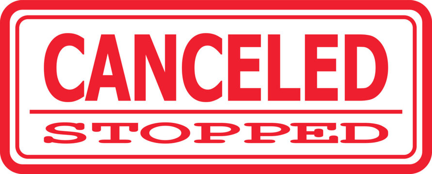 A red stamp with the words CANCELED and STOPPED appears on a document.