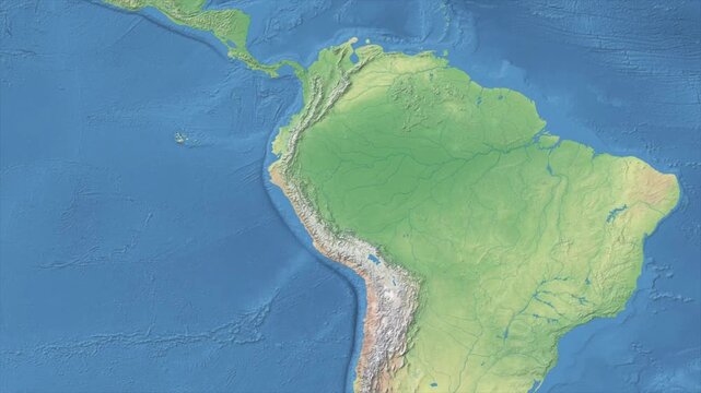 Cinematic Zoom from World Map to Peru Terrain Map, Earth Navigation Animation