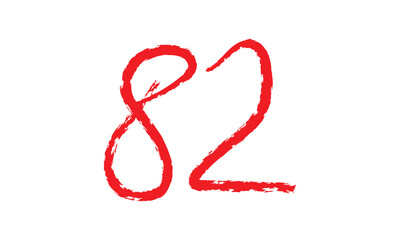 Fototapeta premium abstract simple red brush number 82 icon design.