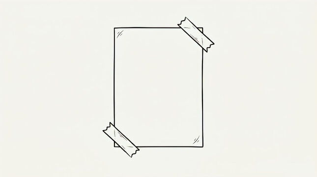 Hand-drawn blank paper note with masking tape doodle illustration
