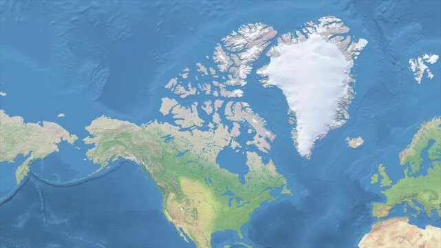 Cinematic Zoom from World Map to CANADA Terrain Map, Earth Navigation Animation