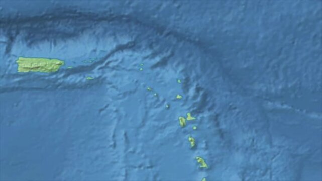 Cinematic Zoom from World Map to Saint Kitts and Nevis Terrain Map, Earth Navigation Animation