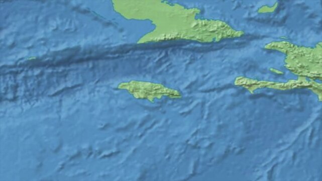 Cinematic Zoom from World Map to JAMAICA Terrain Map, Earth Navigation Animation