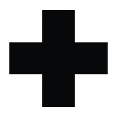Obraz premium Black Plus Medical Cross Symbol Vector Icon Minimalist Line Art Design