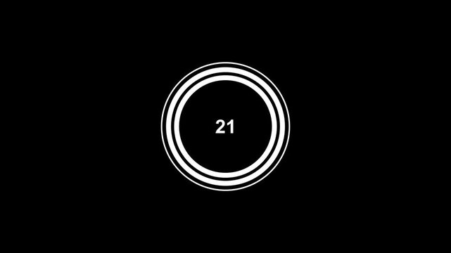 Simple animation of 26 seconds countdown timer with dashed circle on black background