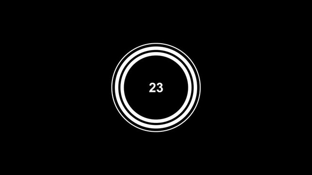 Simple animation of 28 seconds countdown timer with dashed circle on black background