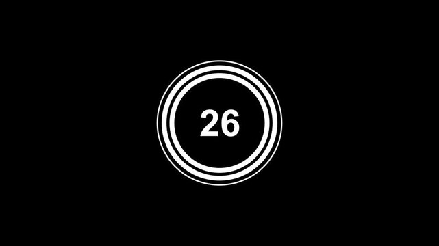 Simple animation of 31 seconds countdown timer with dashed circle on black background