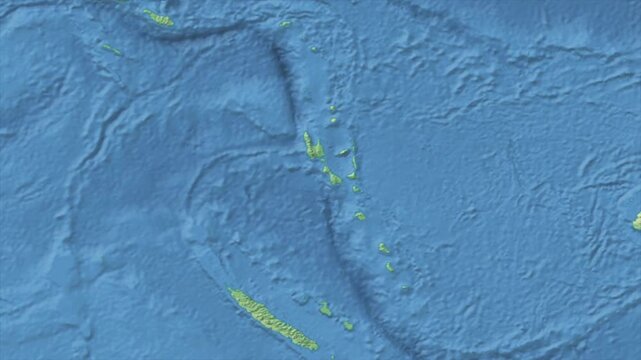 Cinematic Zoom from World Map to VANUATU Terrain Map, Earth Navigation Animation