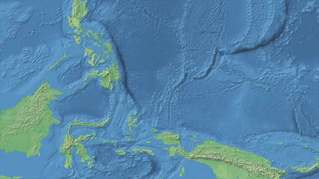 Cinematic Zoom from World Map to PALAU Terrain Map, Earth Navigation Animation
