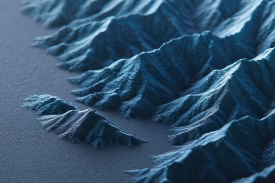 mountains, made from blue metallic material, with dark shadows