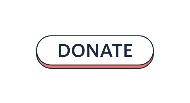 Web donate button with a rounded rectangle shape for charity, fundraising, non-profit, and contribution website calls to action.