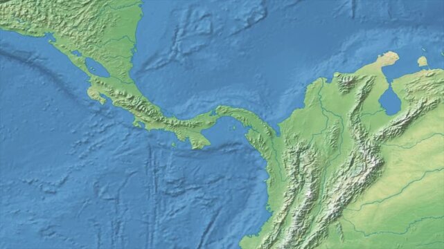 Cinematic Zoom from World Map to PANAMA Terrain Map, Earth Navigation Animation