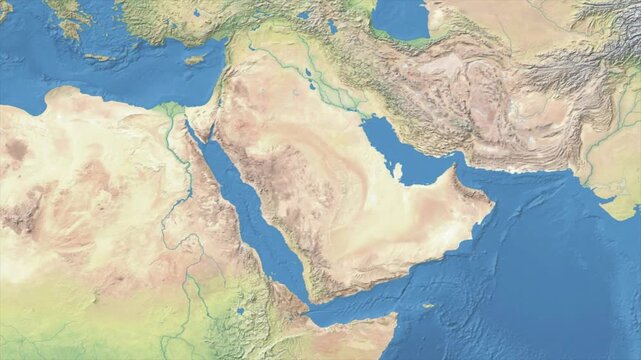 Cinematic Zoom from World Map to SAUDI ARABIA Terrain Map, Earth Navigation Animation