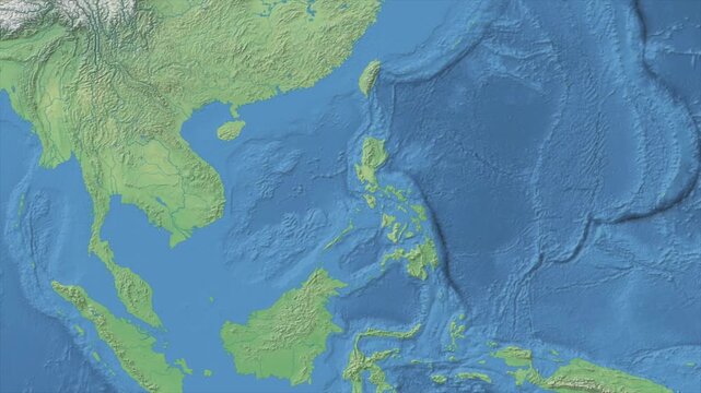 Cinematic Zoom from World Map to PHILIPPINES Terrain Map, Earth Navigation Animation