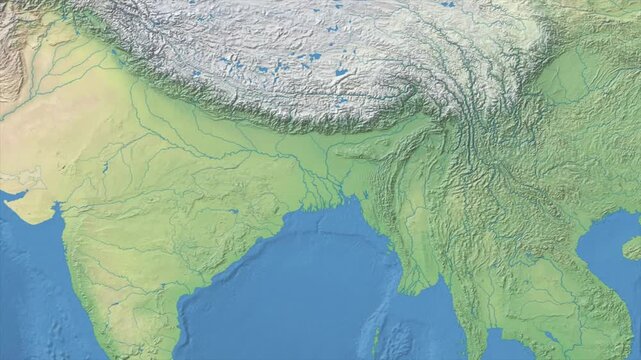 Cinematic Zoom from World Map to BANGLADESH Terrain Map, Earth Navigation Animation