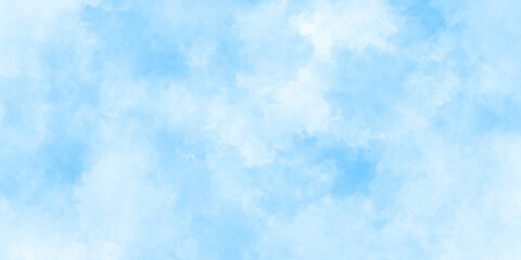 Naklejka premium Abstract background with panorama of blue sky and white cloud nature design. horizon spring morning sky with clouds background. hand painted watercolor shades sky clouds.