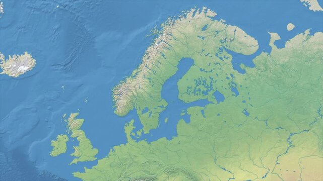 Cinematic Zoom from World Map to SWEDEN Terrain Map, Earth Navigation Animation