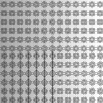 Metallic silver pattern with repeating circular star-like motifs and vertical