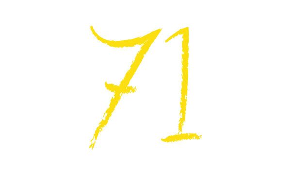 abstract simple yellow brush number 71 icon design.