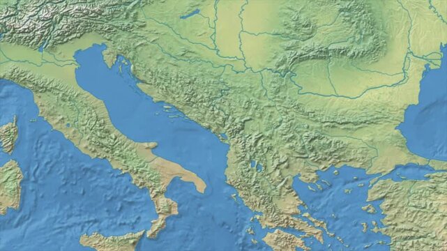 Cinematic Zoom from World Map to MONTENEGRO Terrain Map, Earth Navigation Animation