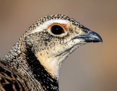 Close up portrait of a male Black Francolin bird.