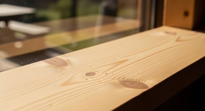 Close-up of a light pine wood plank showcasing its natural, unpolished texture and detailed grain pattern