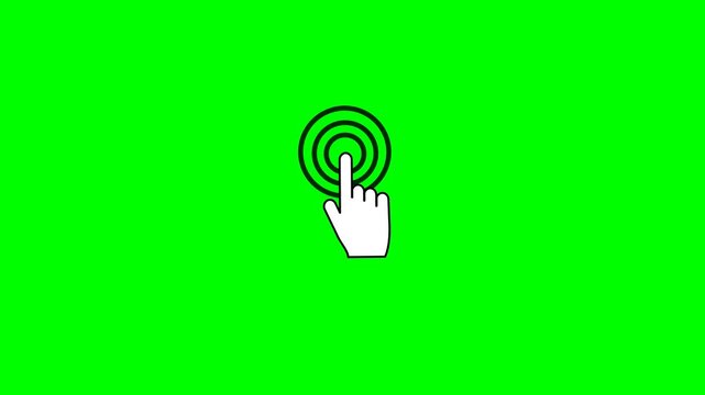 Animation of a hand clicking an icon on a computer screen. Motion graphic of a hand cursor icon. 4K video clip of a flashing mouse cursor.