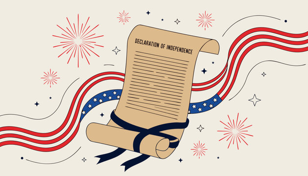 Independence Day, Declaration of Independence, American Flag, Patriotic Vector