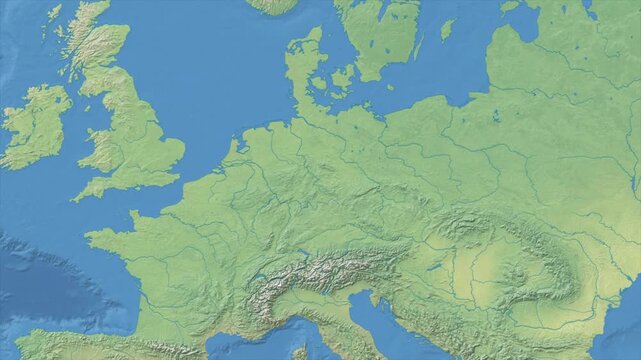Cinematic Zoom from World Map to GERMANY Terrain Map, Earth Navigation Animation