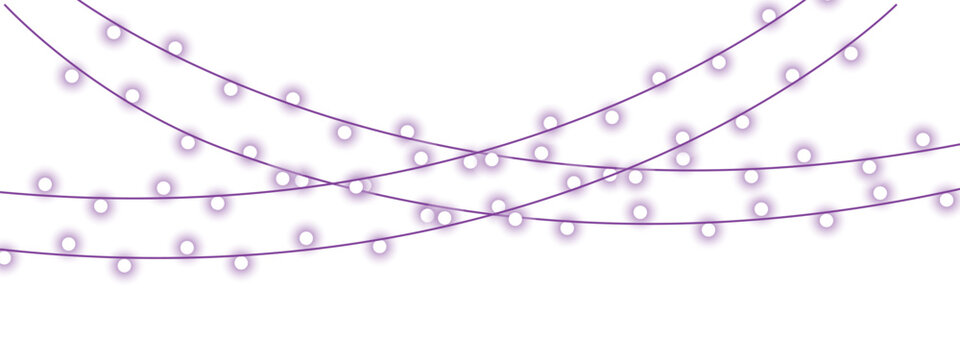 Crisscross Purple Hanging Fairy Lights Illustration for Party Graphics