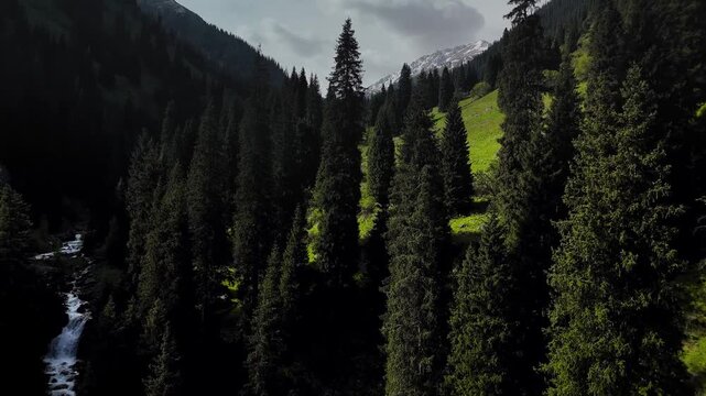 Aerial Mountains landscape in Kazakhstan