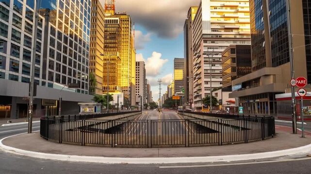 Paulista Avenue, financial center of the city and one of the main places of Sao Paulo, Brazil. Time lapse.