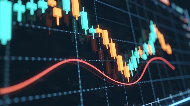 Abstract financial chart with colorful data visualization