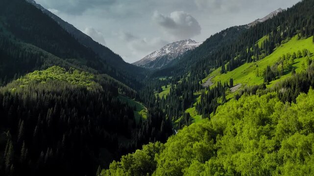 Aerial Mountains landscape in Kazakhstan