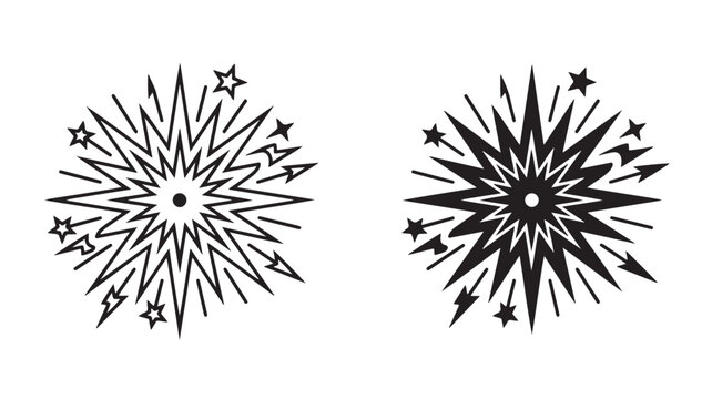 Black Starburst Explosion Icons For Design Concepts
