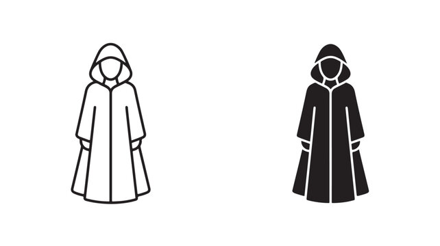 Hooded Coats Line Icons For Fashion Concepts