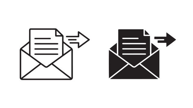 Envelope with paper flying out for communication and messaging concepts